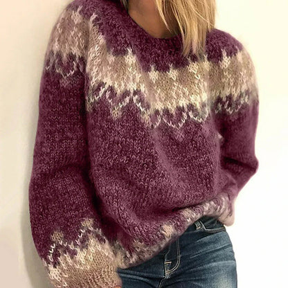 Weicher Strick-Kaschmirpullover Mit Muster Für Damen | Ideal für den Winter