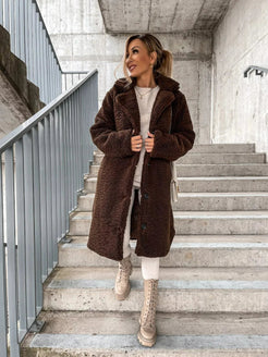 Eleganter Plüsch-Trenchcoat mit Knöpfen für Damen | Ideal für den Winter