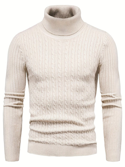 Schmaler Kabel-Strickrollkragenpullover Für Herren | Ideal für den Winter