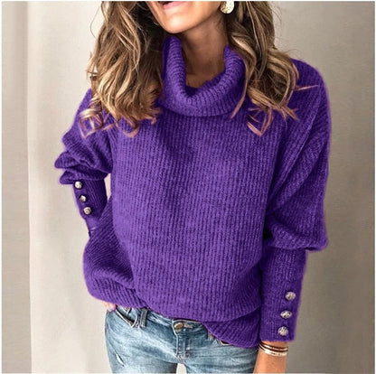 Warmer Rollkragenpullover mit Knöpfen für Damen | Ideal für den Winter