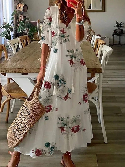 Xenja - Langes Kleid - Boho - Materialien - Ideal für den Frühling